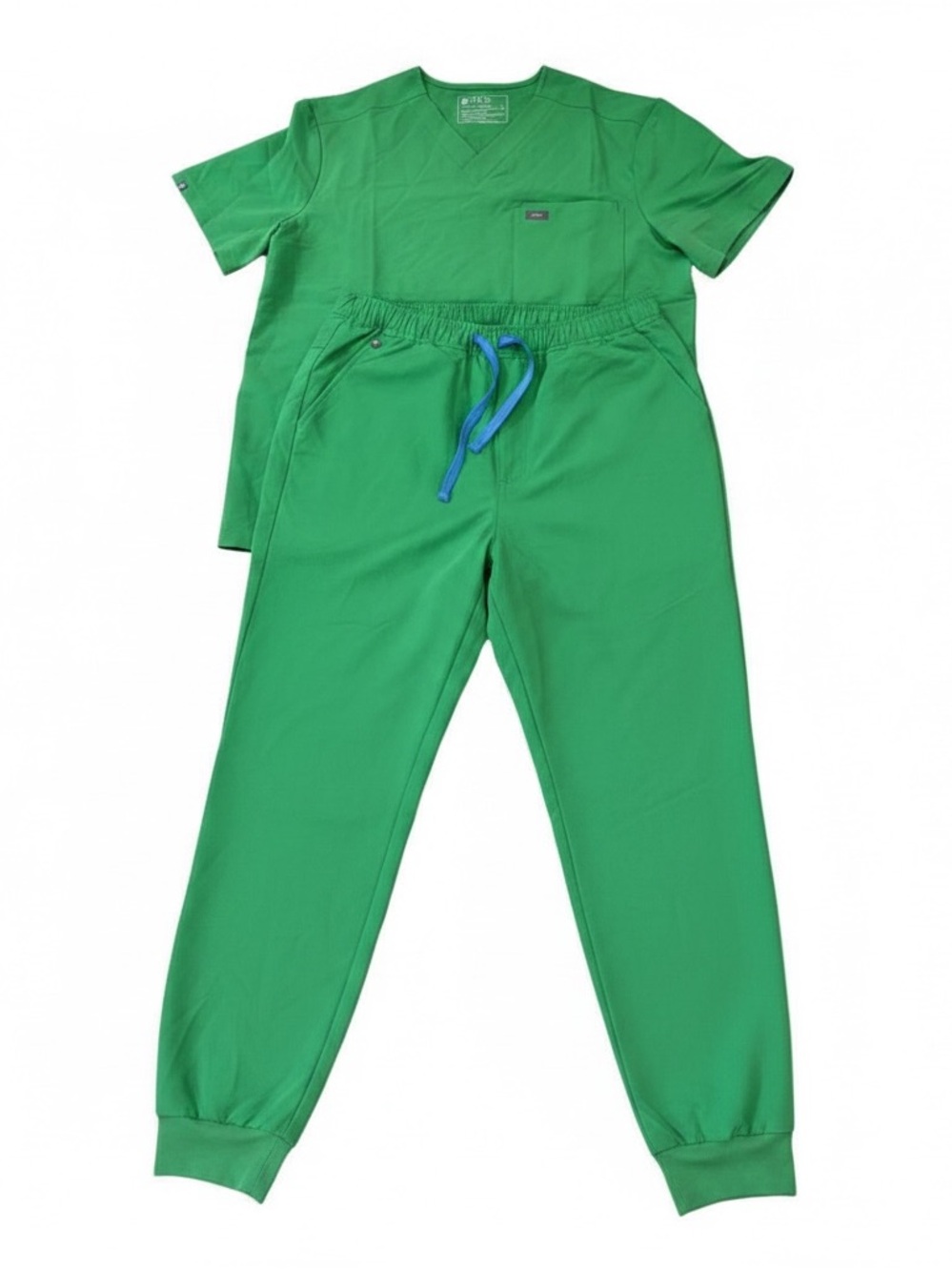 Figs Green Jogger Pants with Blue Drawstring